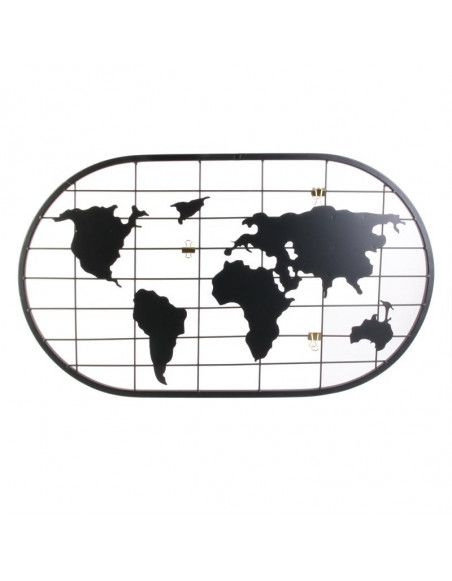 Pêle-mêle carte du monde - 60 x 35 cm - Noir