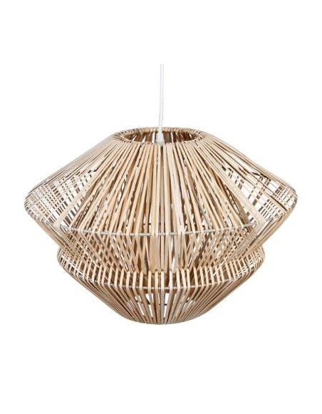 Suspension luminaire évasée en rotin - D 45 x H 30 cm - Beige