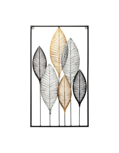 Décoration murale en métal - Design feuilles - 65 x 37 cm