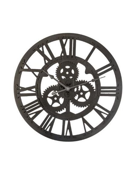 Pendule avec engrenages - D 45 cm - Noir