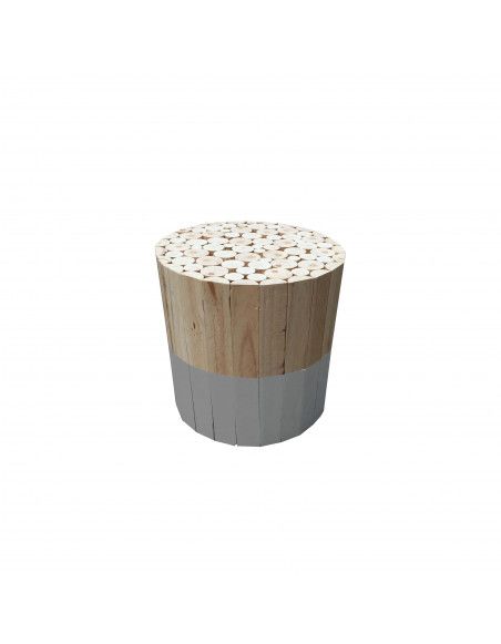 Tabouret rond en bois - D 30 cm - Gris