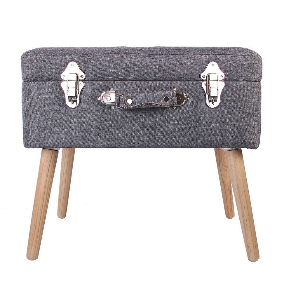 Tabouret coffre en forme de valise - Gris foncé