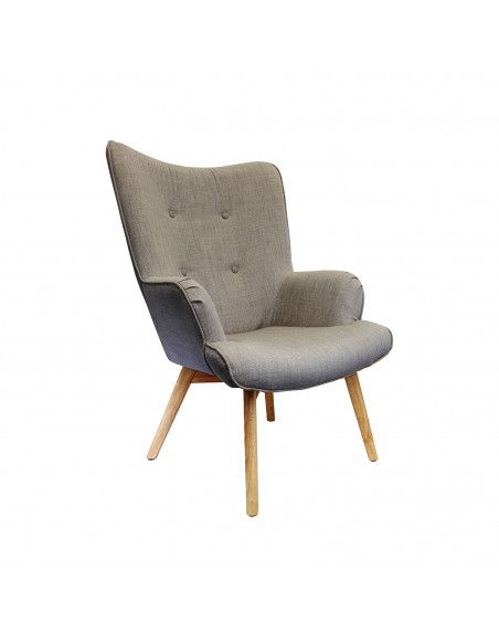 Fauteuil Helsinki avec pieds en bois - Gris