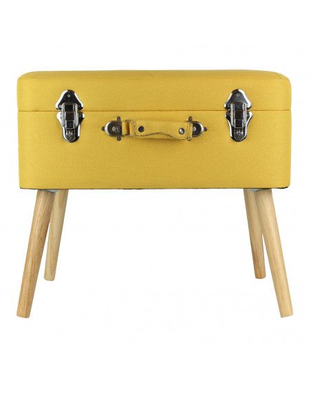 Tabouret coffre en forme de valise - Jaune