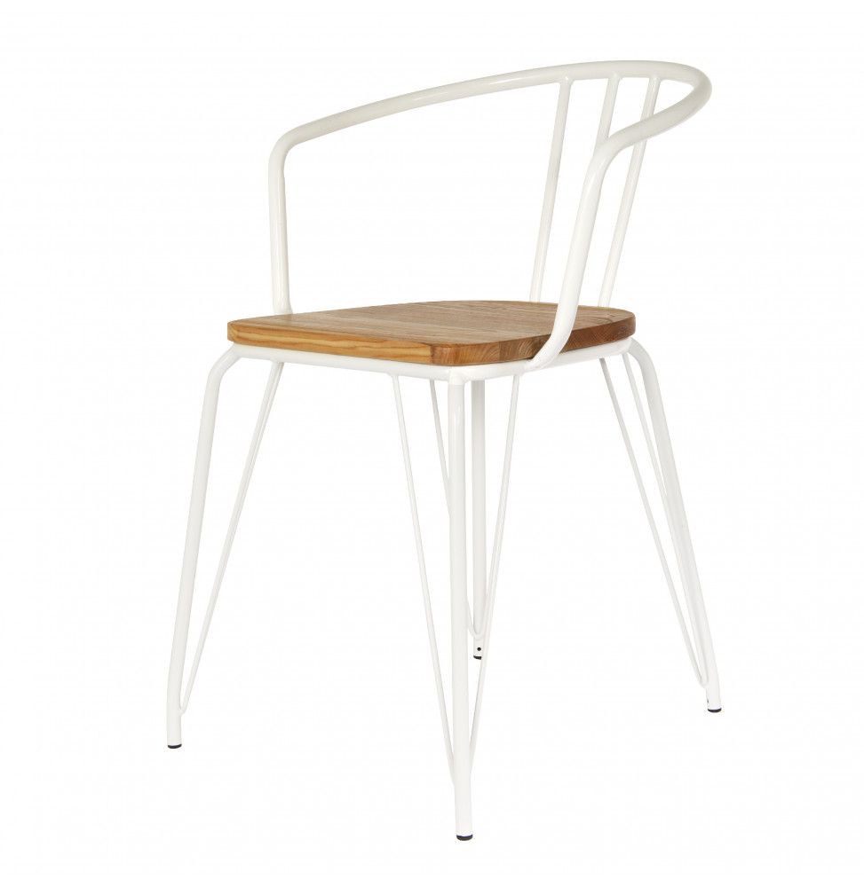 Fauteuil alliant métal et bois - Blanc