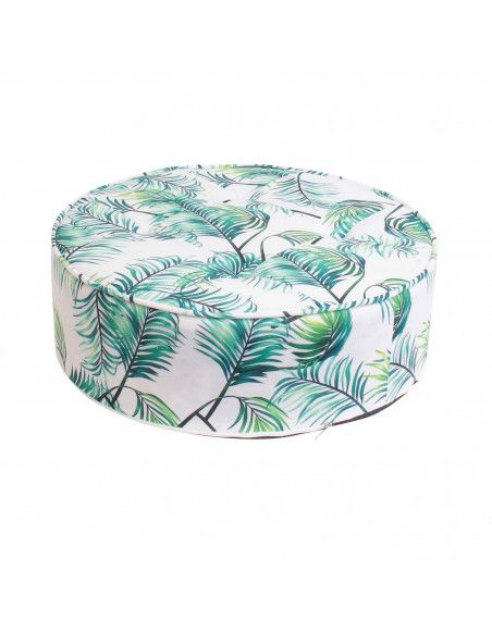 Coussin de sol rond tropical - Vert