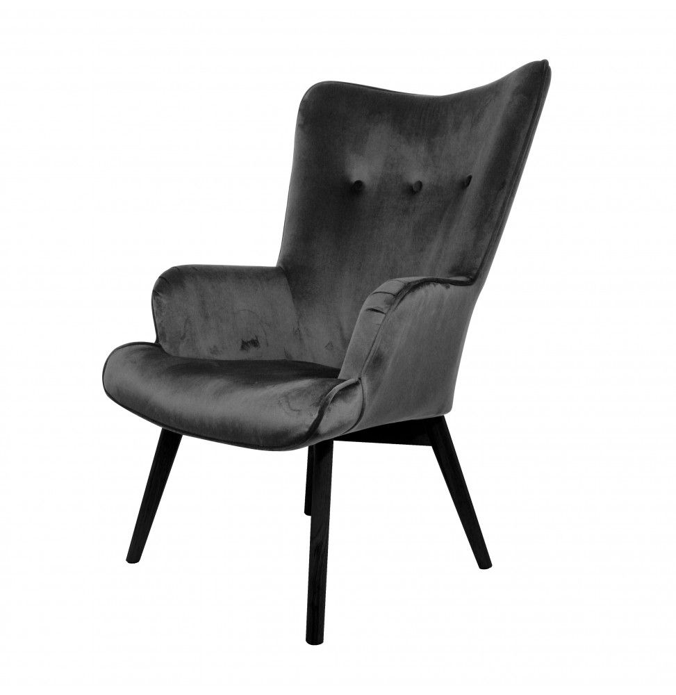 Fauteuil Helsinki revêtement en velours - L 66 cm - Noir
