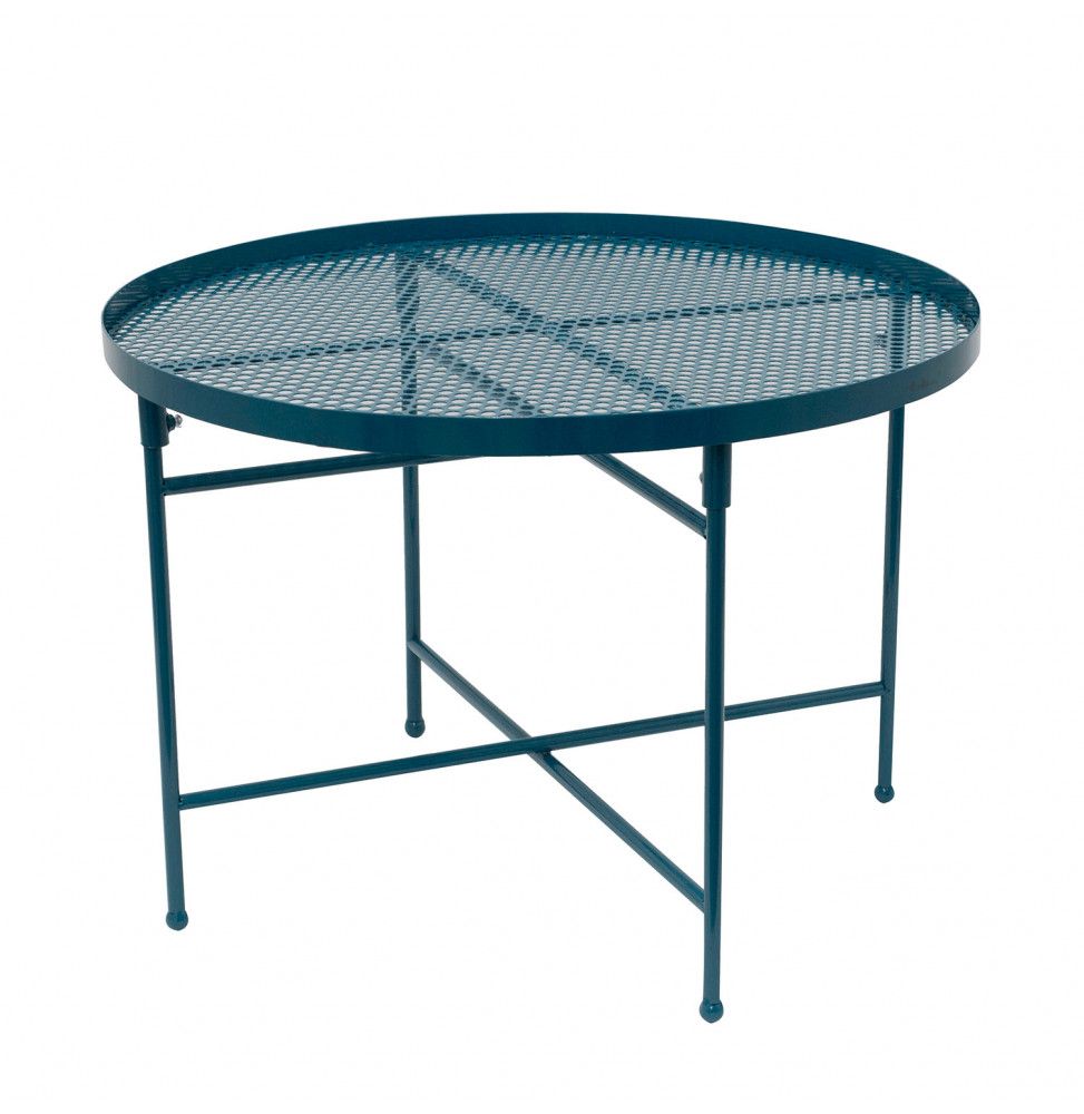 Table ronde en métal perforé - D 50 cm - Bleu