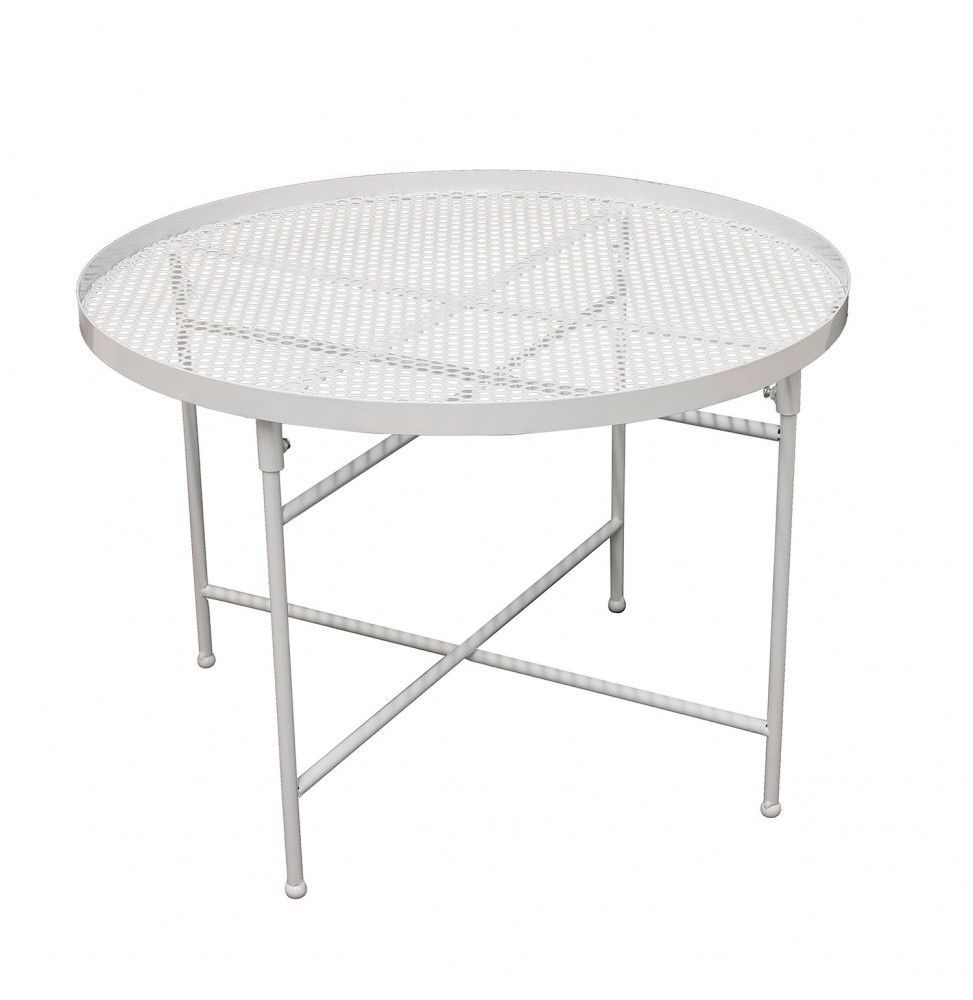 Table ronde en métal perforé - D 50 cm - Blanc