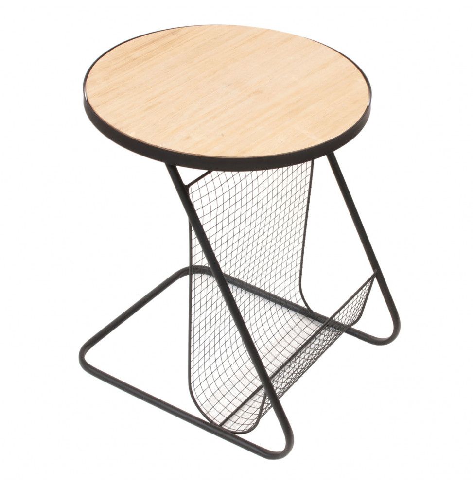 Table ronde range revues - D 41 cm - Noir