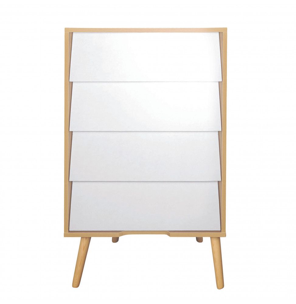 Commode en bois 4 tiroirs - L 60 x l 39 x H 92 cm - Beige