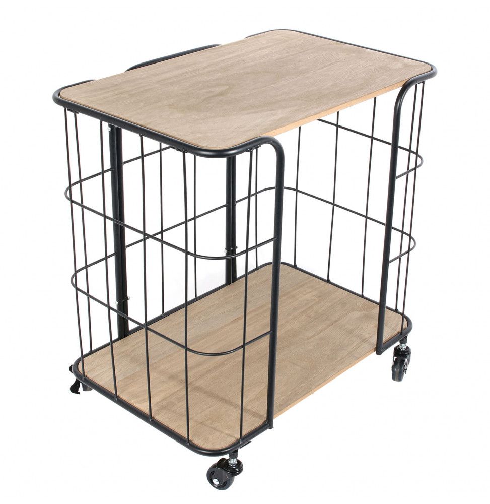 Desserte filaire sur roulettes 2 niveaux - L 49 x l 32,5 x H 51 cm - Beige