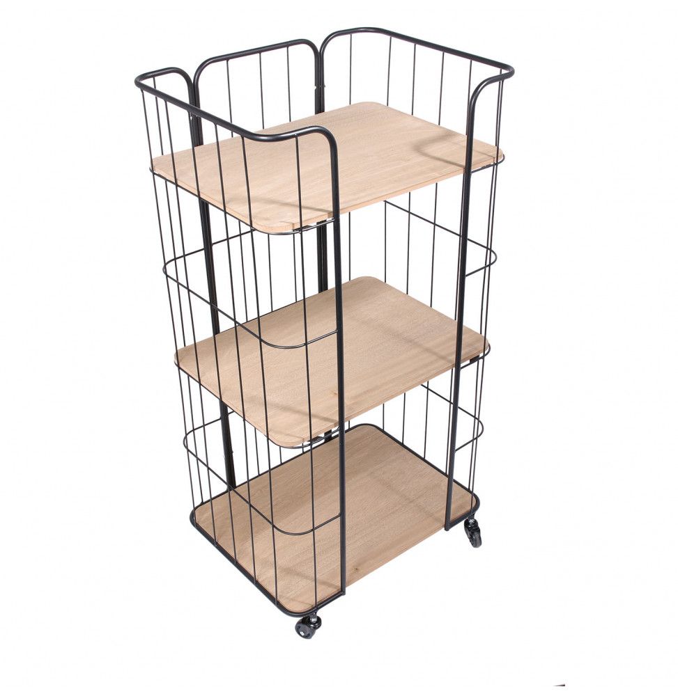Desserte filaire sur roulettes 3 niveaux - L 50 x l 38 x H 97 cm - Beige