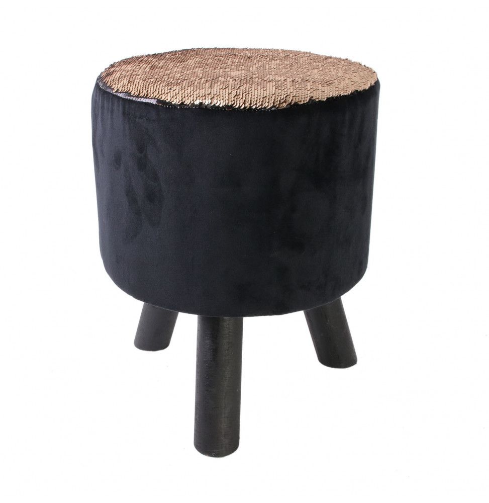 Tabouret bas avec sequins - Noir et Doré