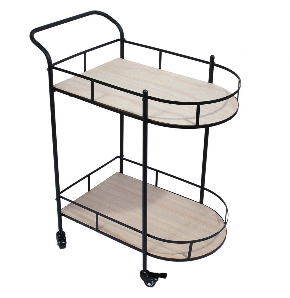 Desserte à roulettes caddie 2 niveaux - L 68 x l 39 x H 79,6 cm - Noir