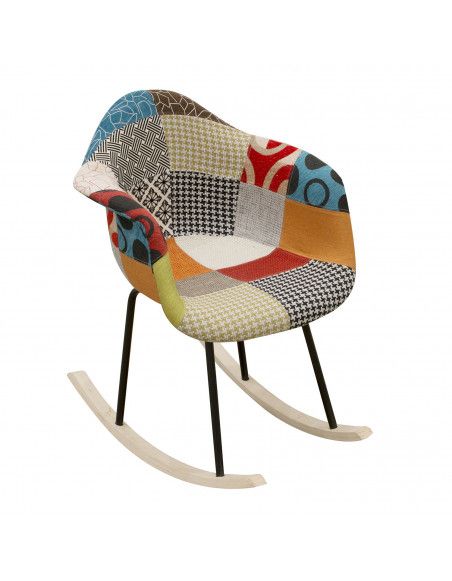 Fauteuil à bascule Patchwork - L 63 cm - Multicolore