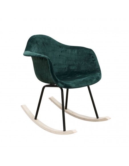 Fauteuil à bascule revêtement en velours - L 73 cm - Vert