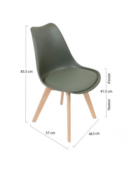 Chaise scandinave avec coque rembourrée - Vert