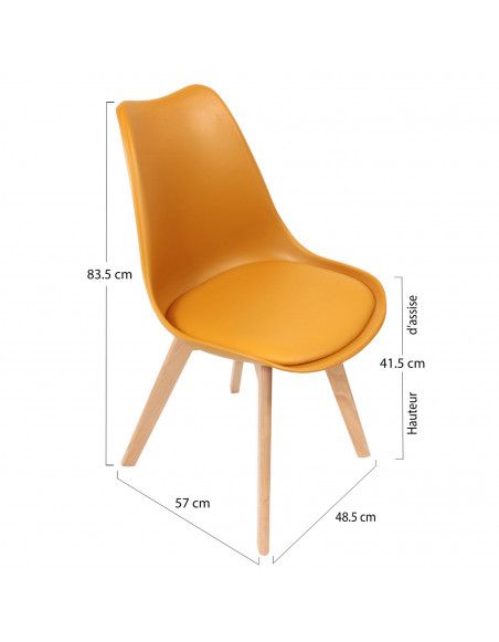 Chaise scandinave avec coque rembourrée - Jaune