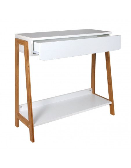 Console avec tiroir - L 83,8 x l 34 x H 77 cm - Blanc