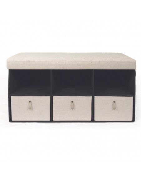 Coffre banc pliable avec rangements - Beige