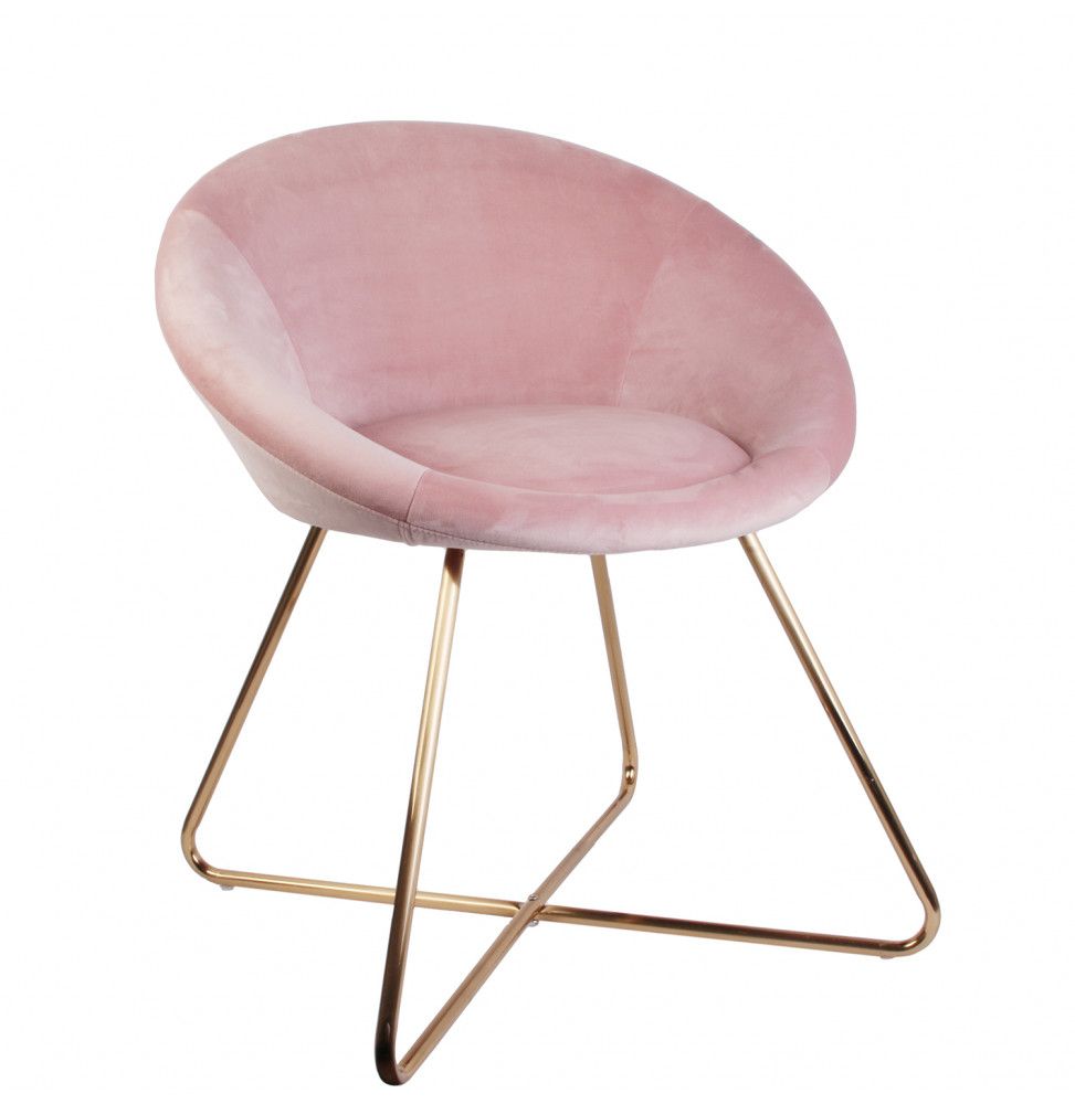 Fauteuil Karl revêtement en velours - L 58,5 cm - Rose