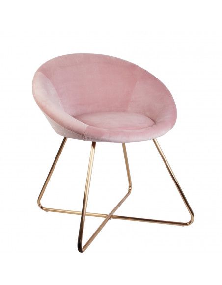 Fauteuil Karl revêtement en velours - L 58,5 cm - Rose