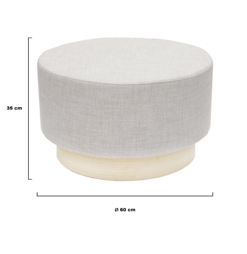 Pouf scandinave - D 60 cm - Gris clair