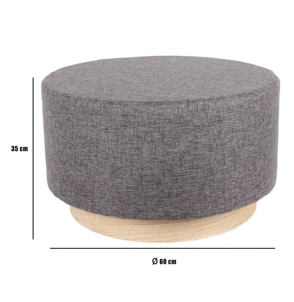 Pouf scandinave - D 60 cm - Gris foncé