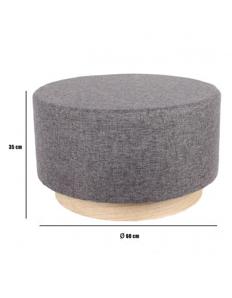 Pouf scandinave - D 60 cm - Gris foncé