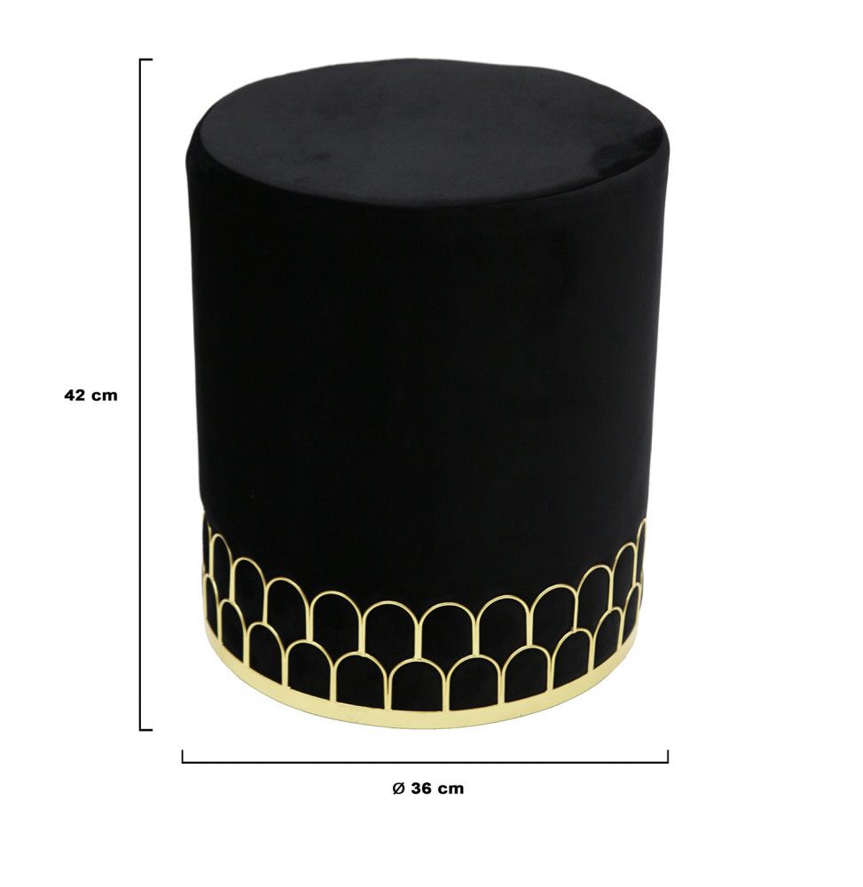 Pouf revêtement en velours avec liseré - Noir