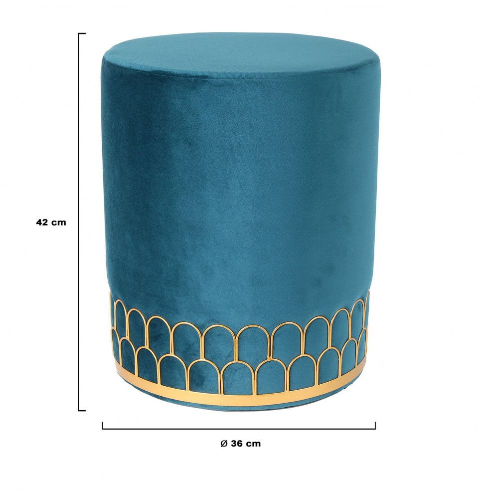 Pouf revêtement en velours avec liseré - Bleu