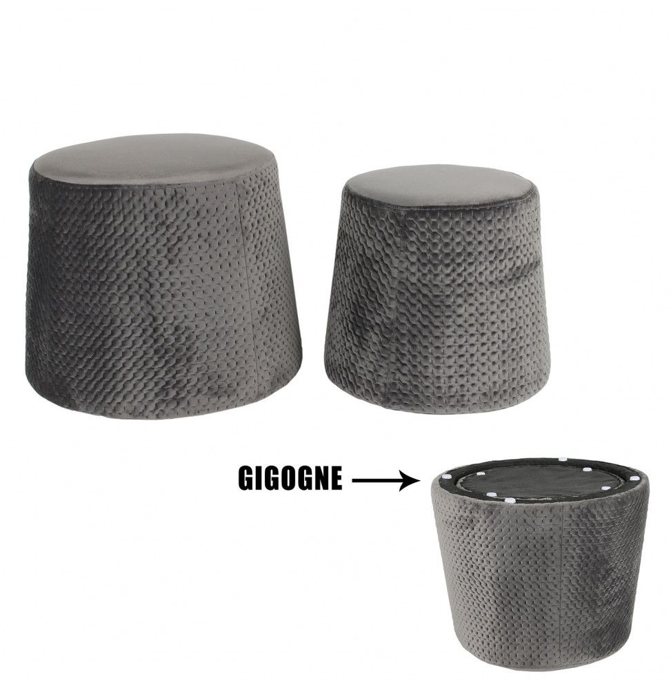 Poufs gigognes revêtement en velours - Gris