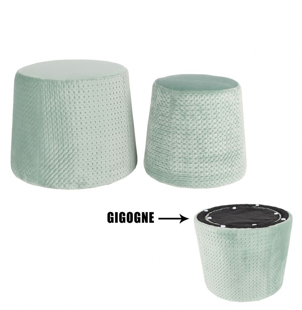 Poufs gigognes revêtement en velours - Vert