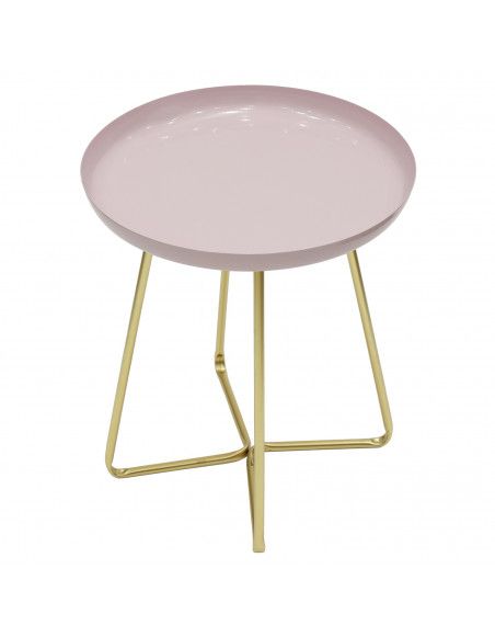 Table d'appoint ronde avec plateau Glossy - Rose