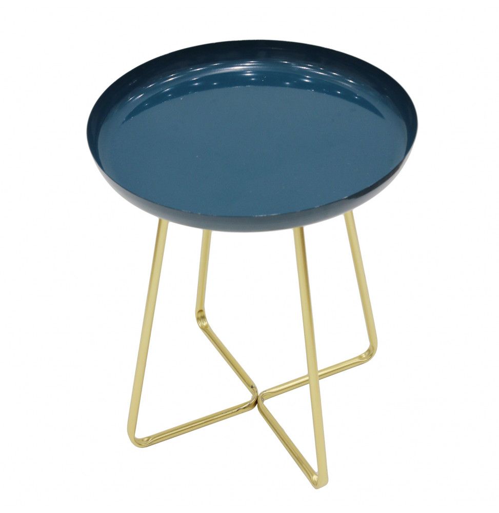Table d'appoint ronde avec plateau Glossy - Bleu