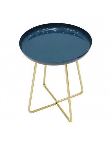 Table d'appoint ronde avec plateau Glossy - Bleu
