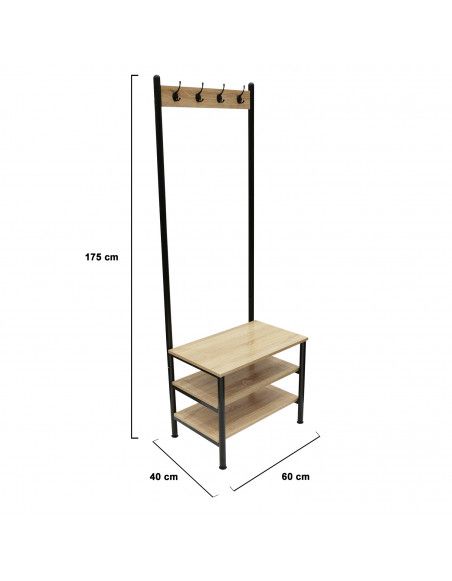 Meuble porte manteaux 3 niveaux - L 60 x l 40 x H 175 cm - Beige