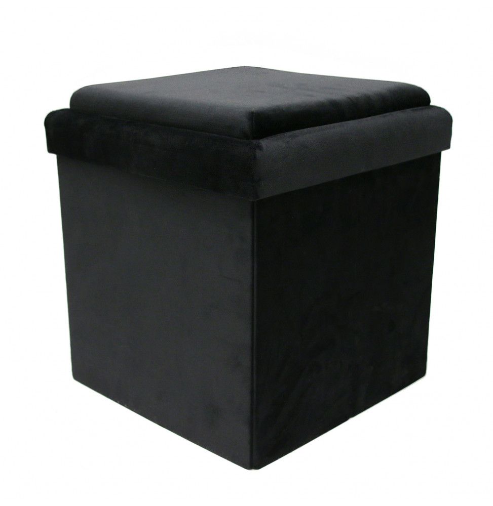 Coffre pouf table pliable - L 38 cm - Noir