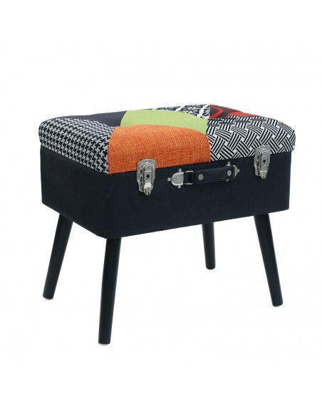 Tabouret coffre valise Patchwork - Multicolore