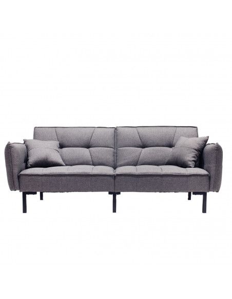 Canapé convertible - L 197 x l 90 x H 84 cm - Gris