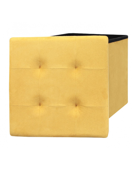 Coffre pouf pliable Suédine - Jaune