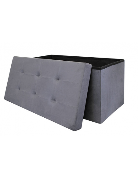 Coffre banc pliable Suédine - Gris foncé