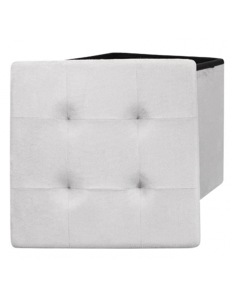 Coffre pouf pliable Suédine - Gris clair