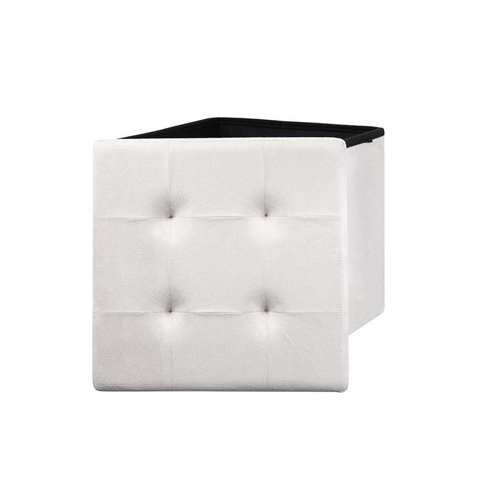 Coffre pouf pliable Suédine - Beige