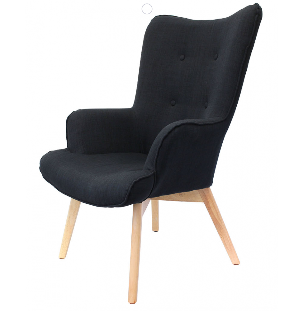 Fauteuil Helsinki avec pieds en bois - Noir