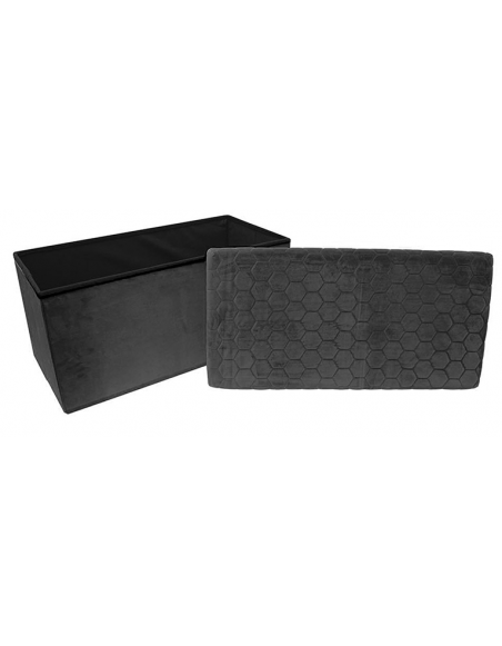 Coffre banc pliable revêtement en velours - Noir