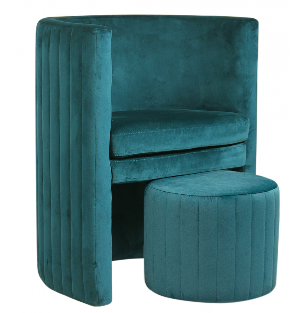 Fauteuil Cabriolet en velours - L 60 cm - Bleu