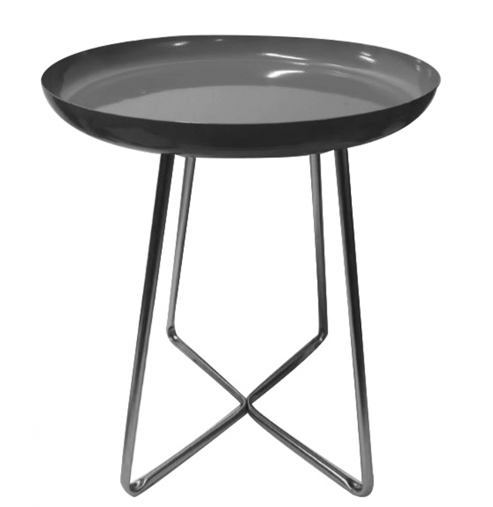 Table d'appoint ronde avec plateau Glossy - Gris