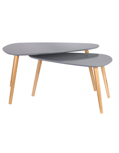 Tables gigognes Galet en bois - Gris